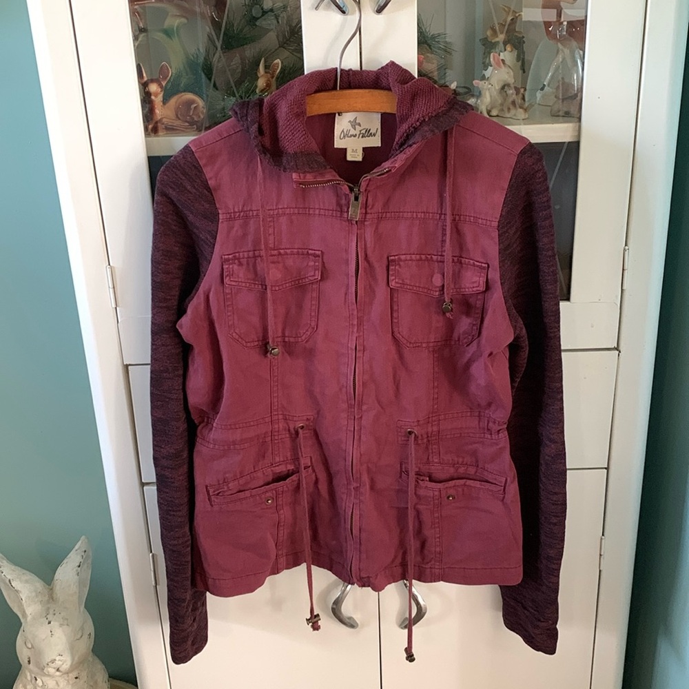 Others Follow sz M hooded jacket euc light weight raspberry my interpretation